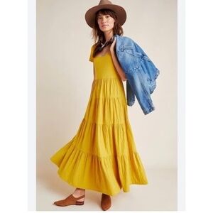 Maeve by Anthro / S / Yellow Maxi / Boho / Resort / Colorful / Tiered
